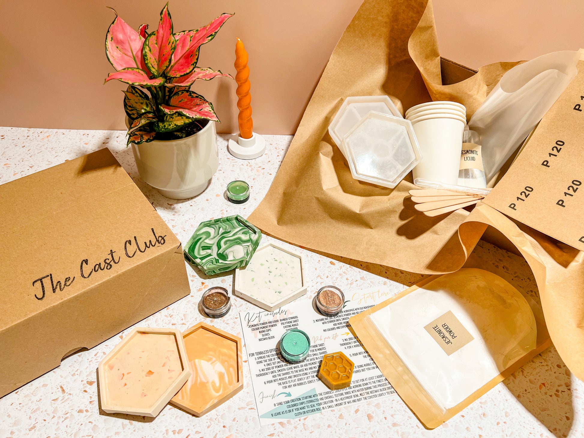 Make Your Own Terrazzo Coaster Kit - Adult Craft Kits - Craft Kit Subscription Box