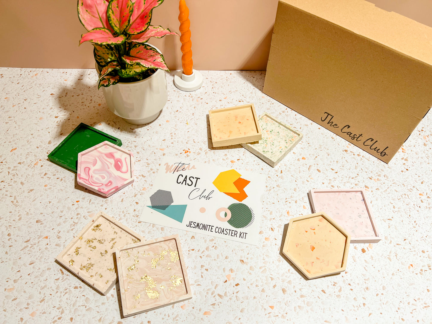 Make Your Own Terrazzo Coaster Kit - Adult Craft Kits - Craft Kit Subscription Box